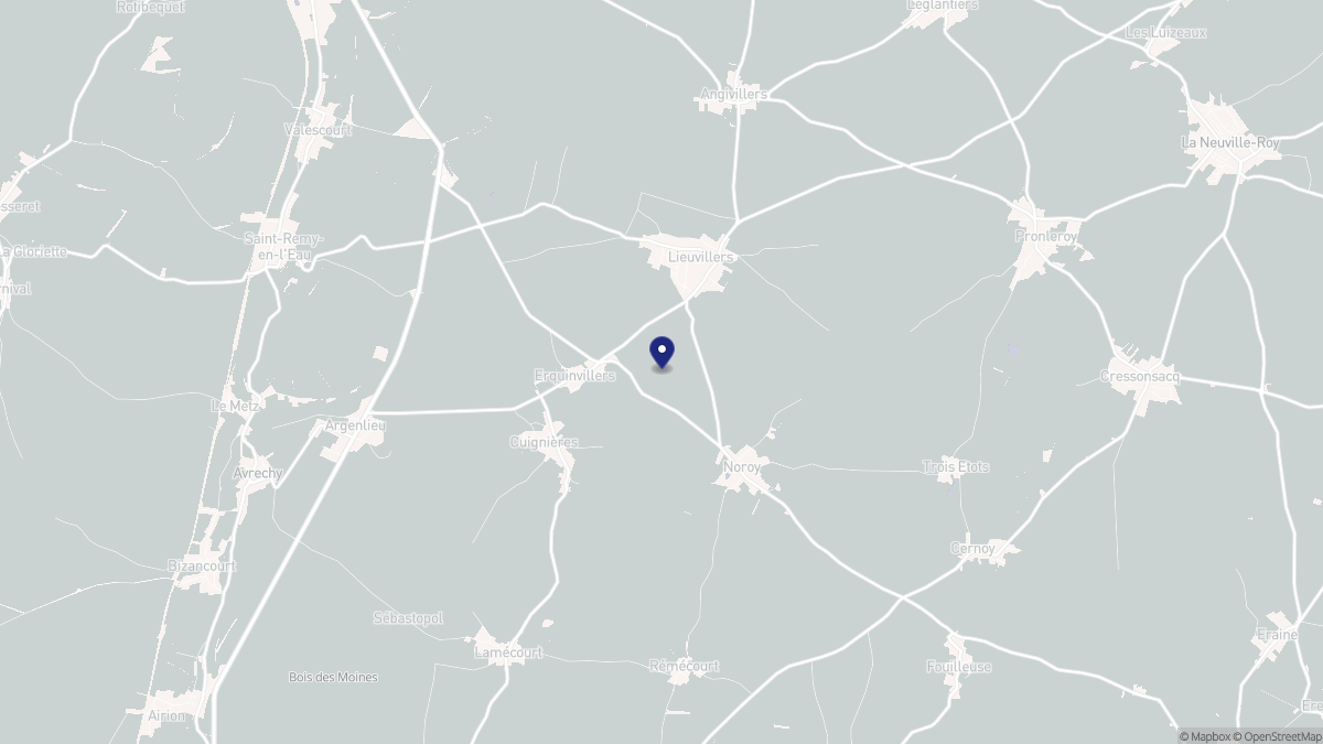 Aperçu cartographique de Erquinvillers, centré sur la commune
