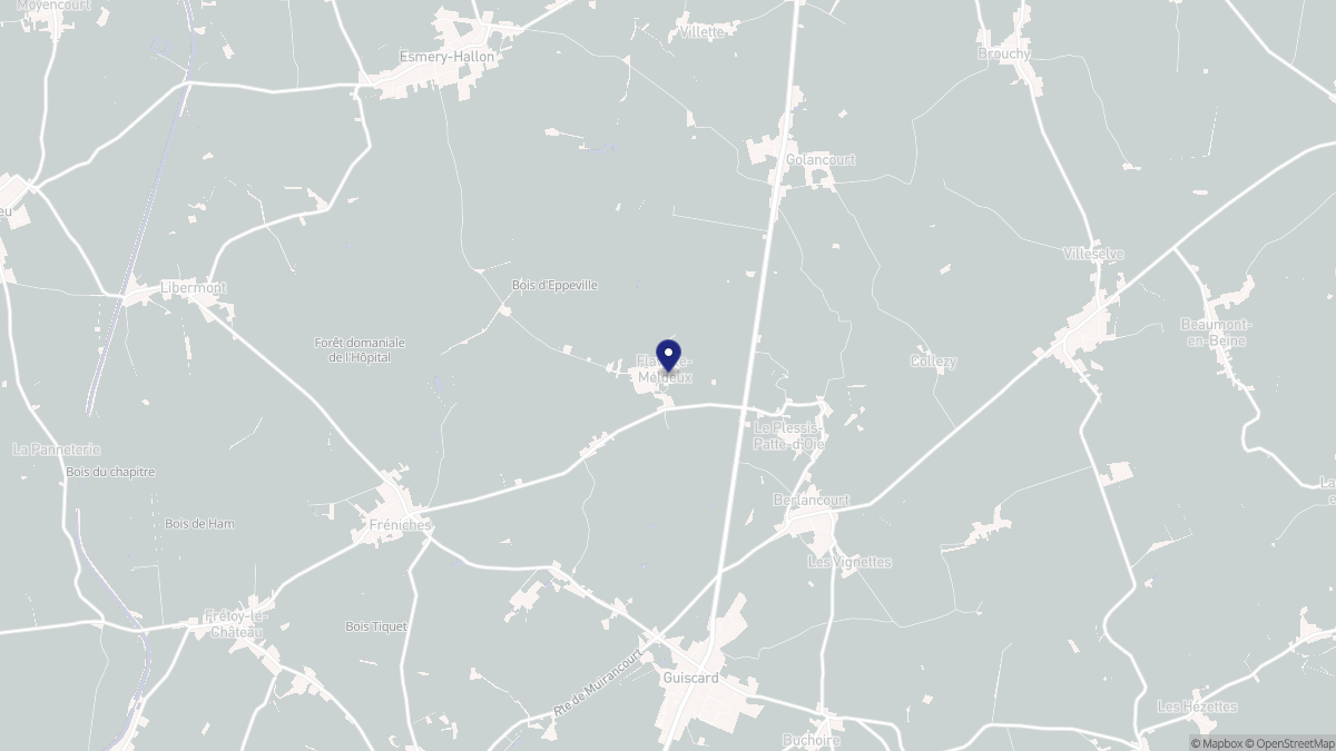 Aperçu cartographique de Flavy-le-Meldeux, centré sur la commune