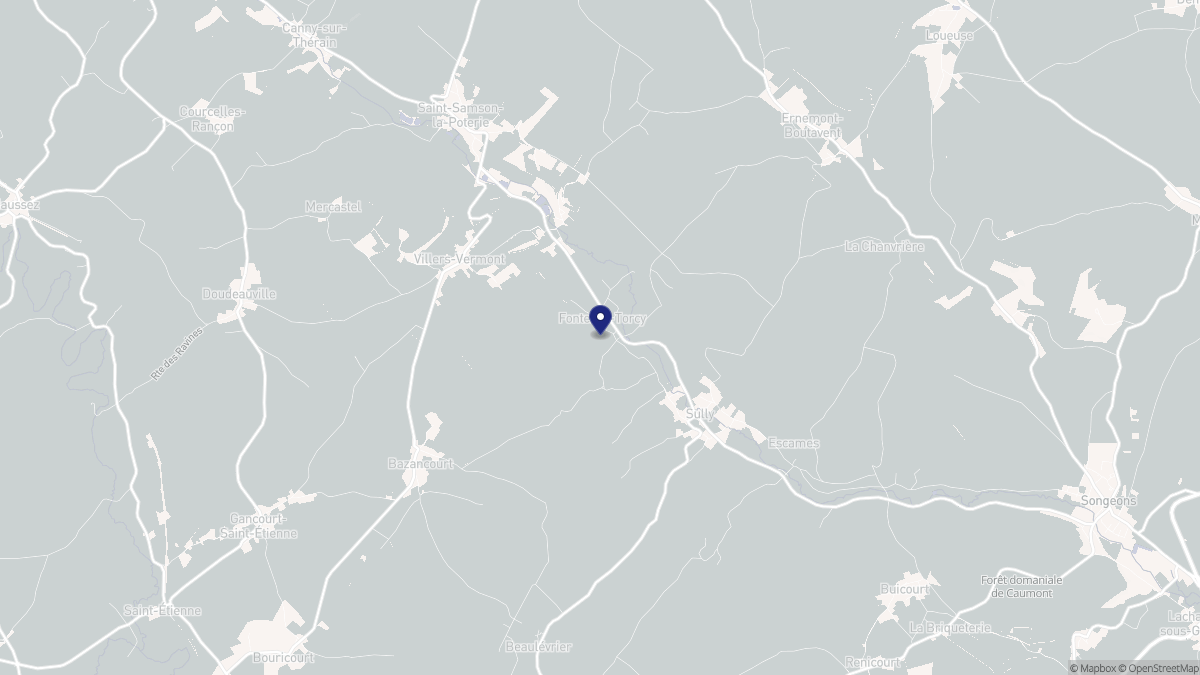 Aperçu cartographique de Fontenay-Torcy, centré sur la commune