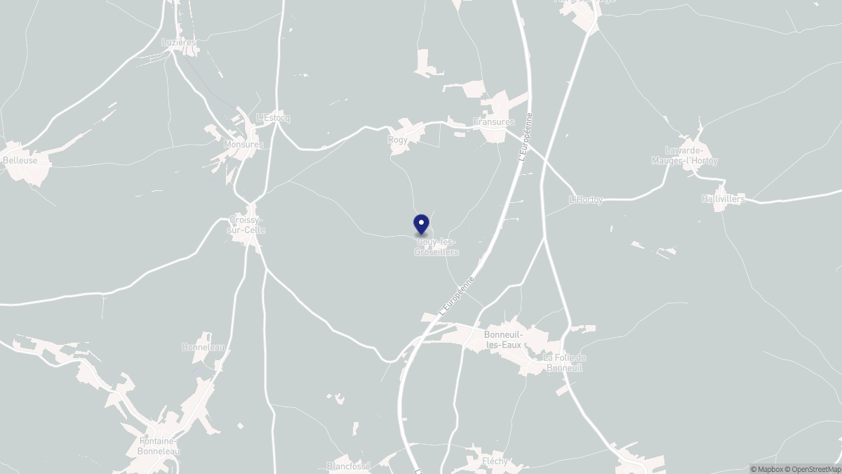 Aperçu cartographique de Gouy-les-Groseillers, centré sur la commune