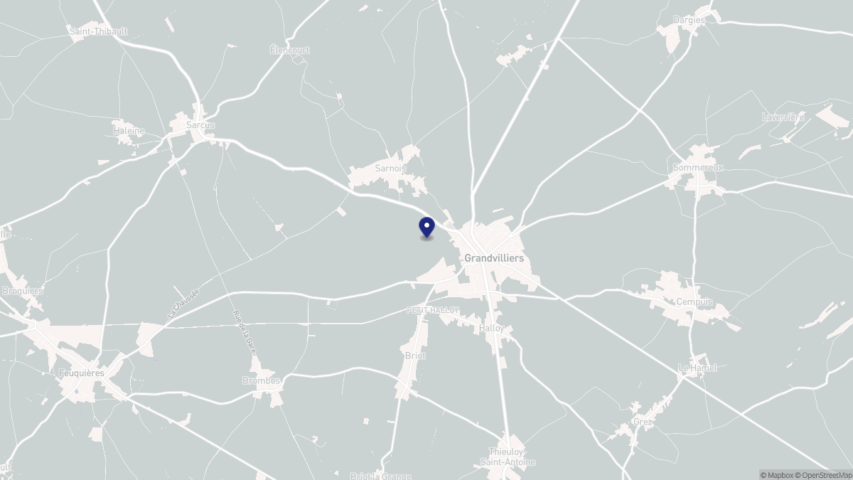 Aperçu cartographique de Grandvilliers, centré sur la commune