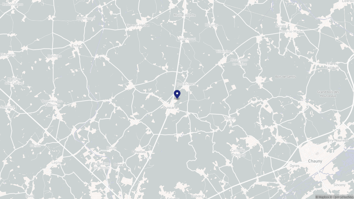 Aperçu cartographique de Guiscard, centré sur la commune