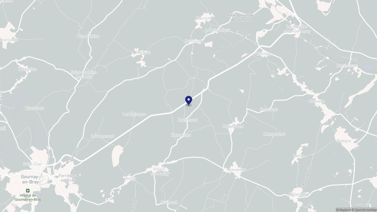 Aperçu cartographique de Hannaches, centré sur la commune