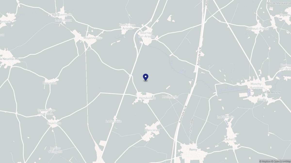 Aperçu cartographique de Hémévillers, centré sur la commune