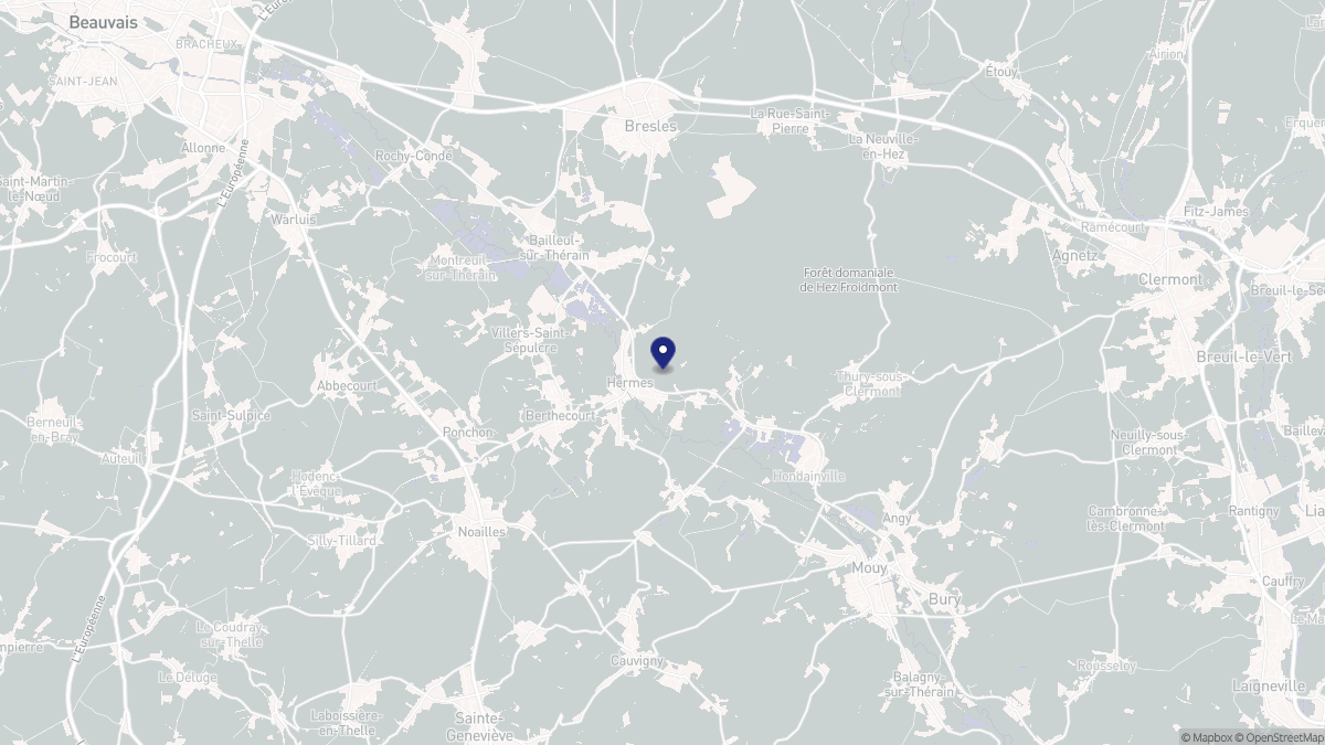 Aperçu cartographique de Hermes, centré sur la commune
