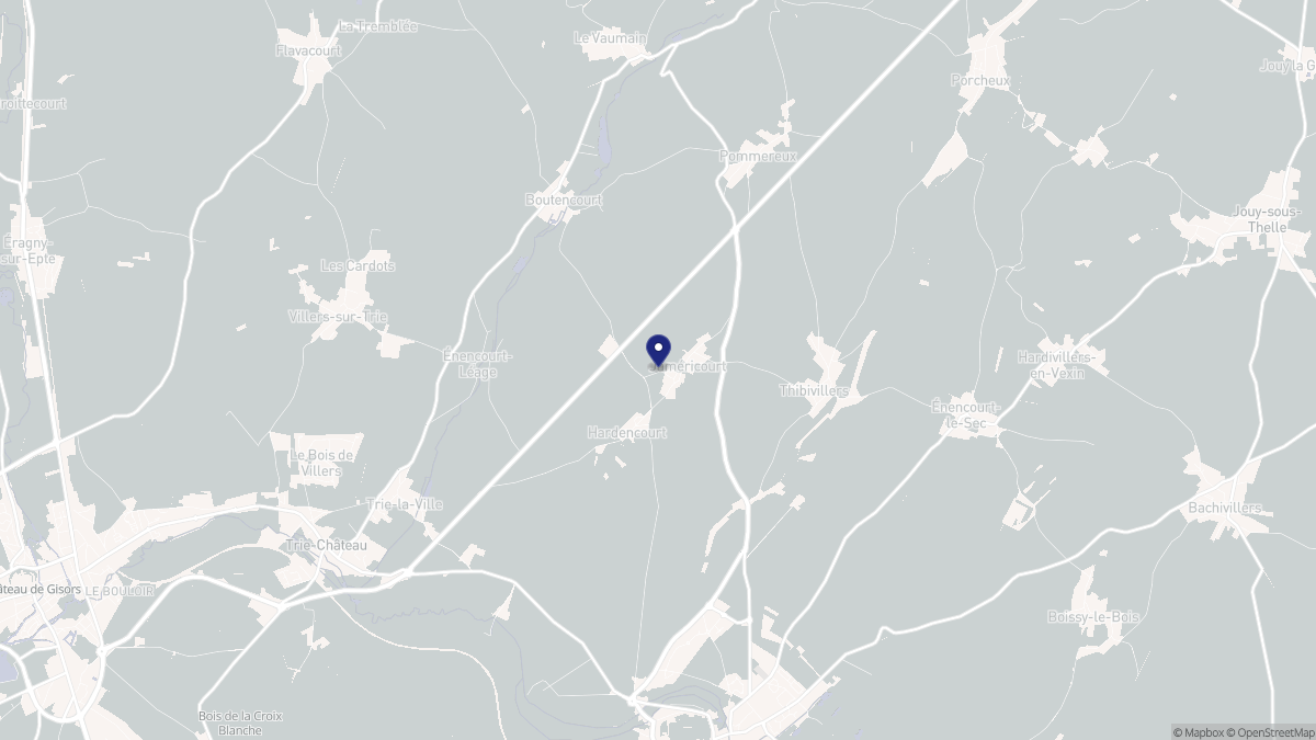 Aperçu cartographique de Jaméricourt, centré sur la commune