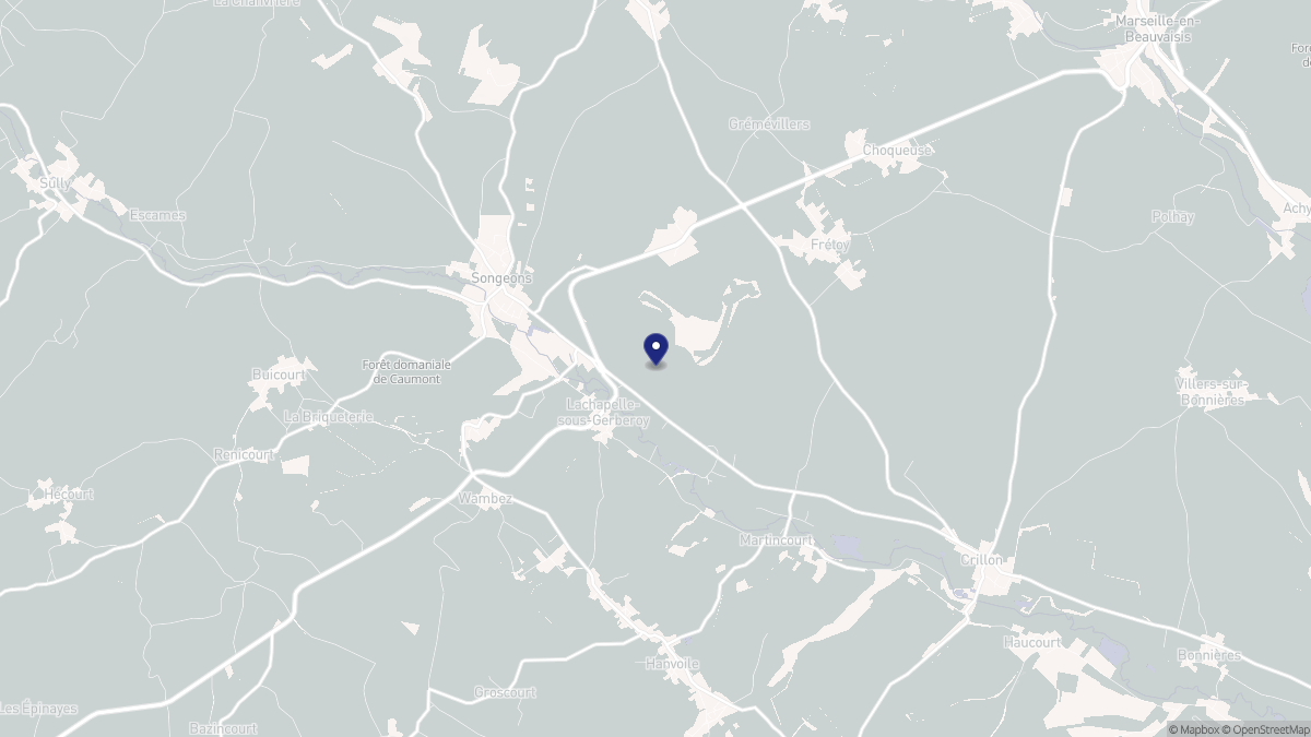 Aperçu cartographique de Lachapelle-sous-Gerberoy, centré sur la commune
