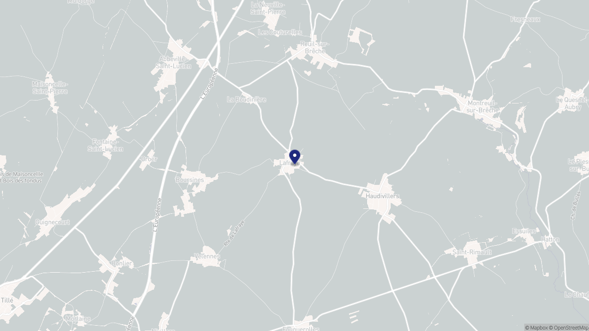 Aperçu cartographique de Lafraye, centré sur la commune