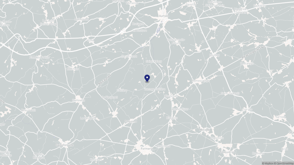Aperçu cartographique de Lannoy-Cuillère, centré sur la commune