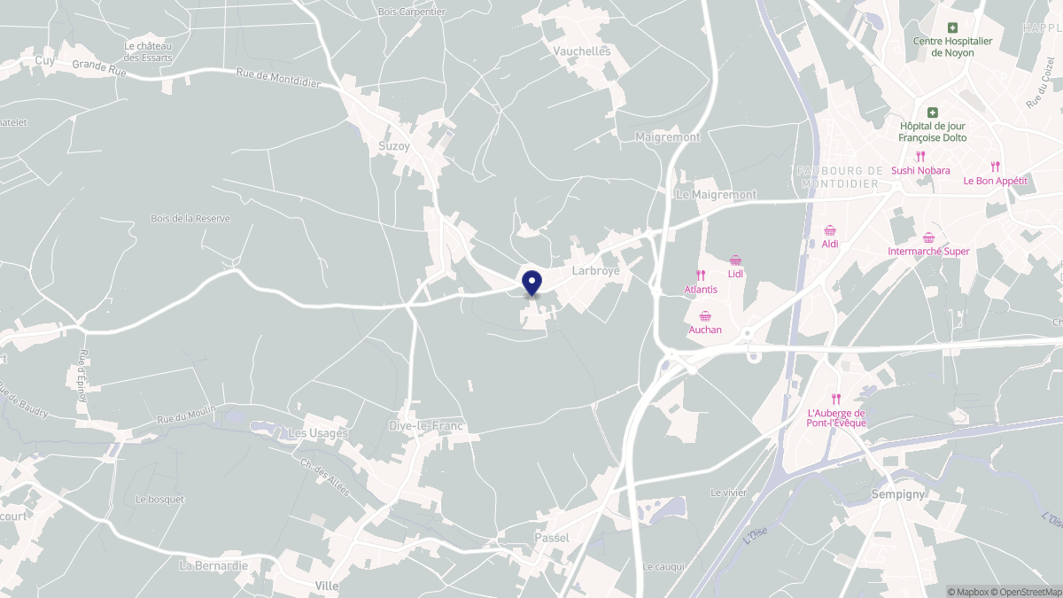 Aperçu cartographique de Larbroye, centré sur la commune