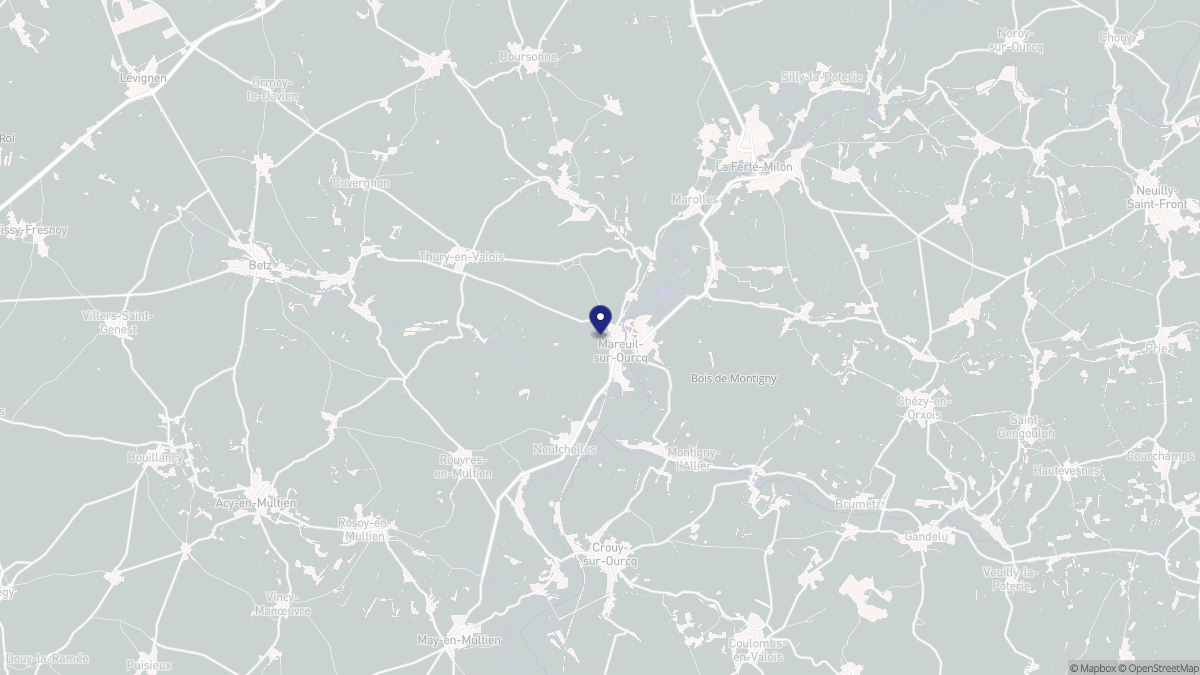 Aperçu cartographique de Mareuil-sur-Ourcq, centré sur la commune