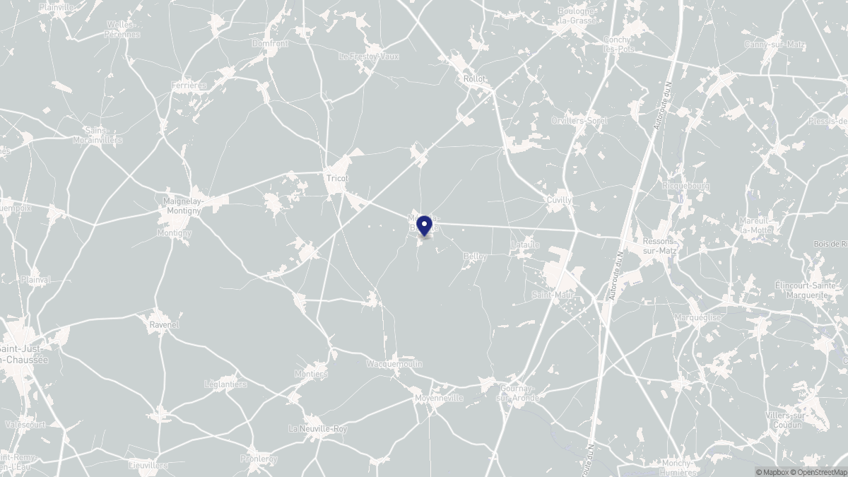 Aperçu cartographique de Méry-la-Bataille, centré sur la commune