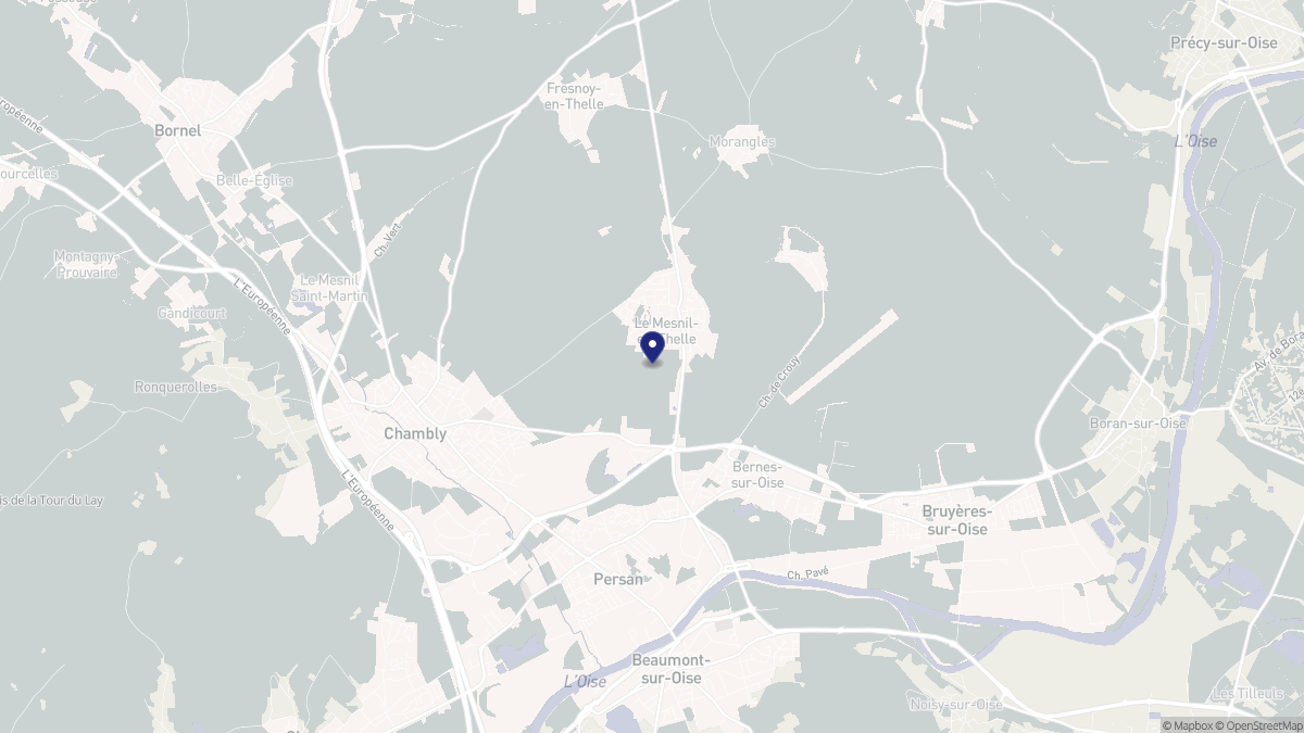 Aperçu cartographique de Le Mesnil-en-Thelle, centré sur la commune