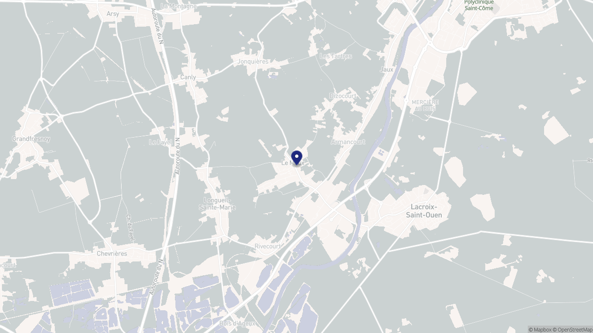 Aperçu cartographique de Le Meux, centré sur la commune