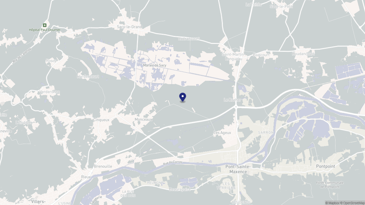 Aperçu cartographique de Monceaux, centré sur la commune