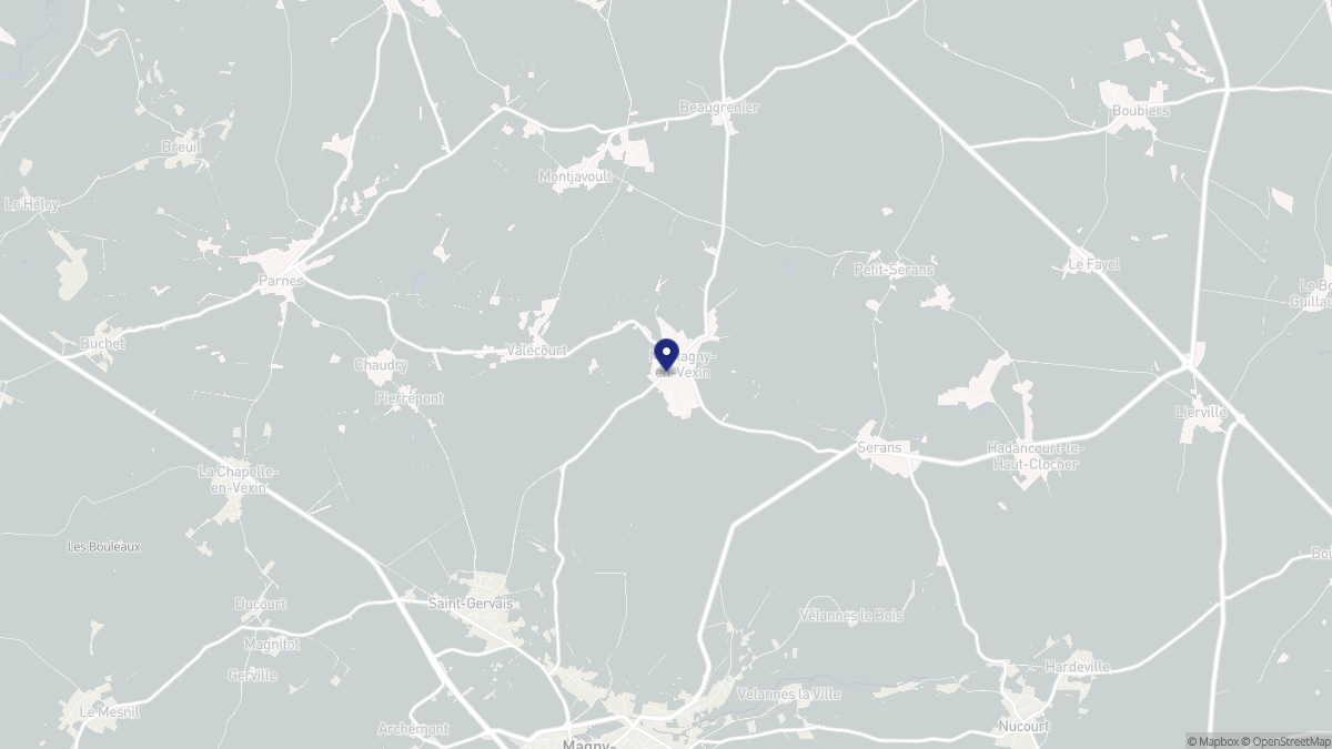 Aperçu cartographique de Montagny-en-Vexin, centré sur la commune