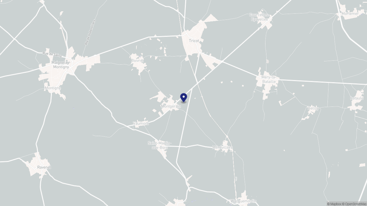 Aperçu cartographique de Montgérain, centré sur la commune