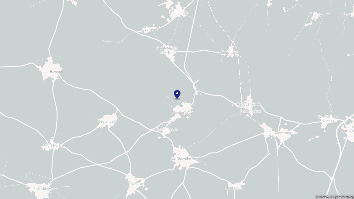 Aperçu cartographique de Montiers, centré sur la commune