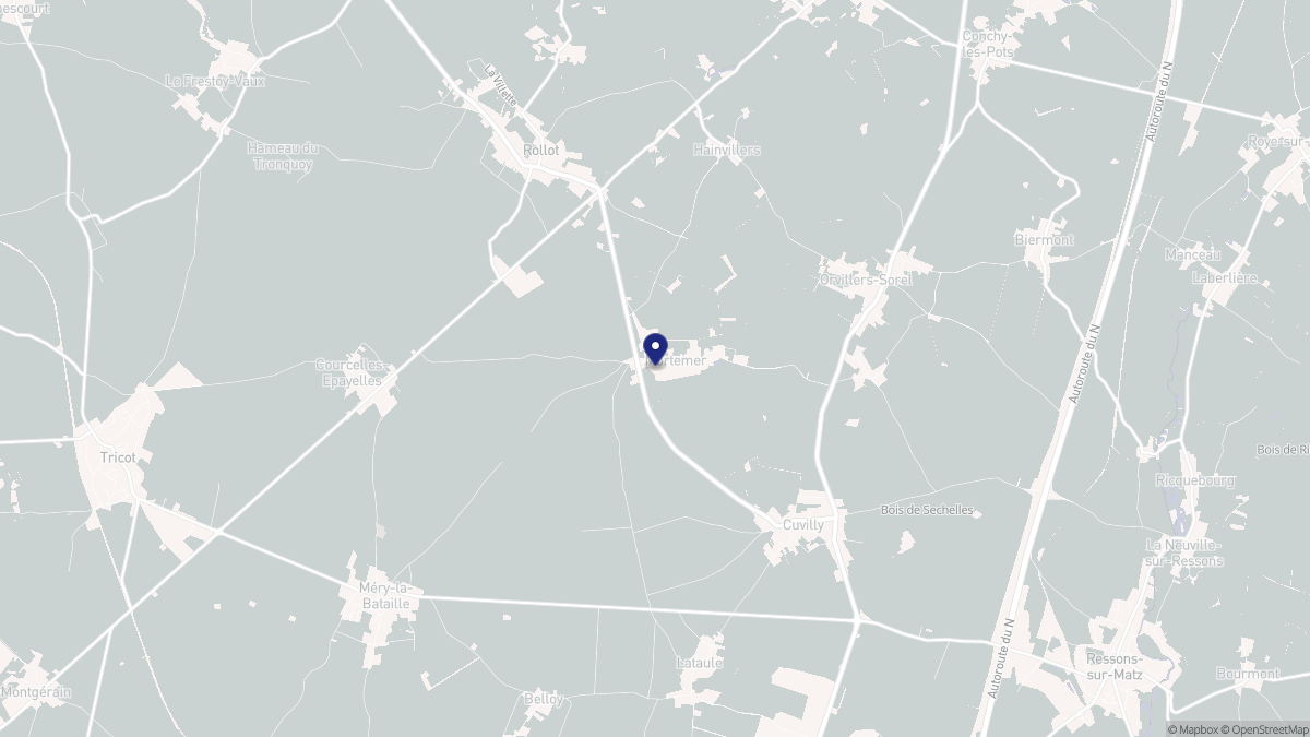 Aperçu cartographique de Mortemer, centré sur la commune