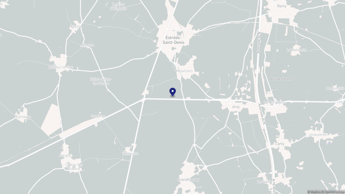 Aperçu cartographique de Moyvillers, centré sur la commune