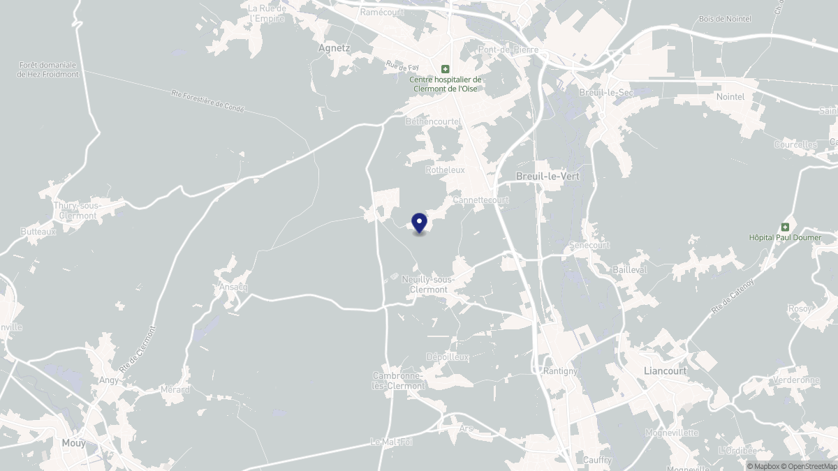 Aperçu cartographique de Neuilly-sous-Clermont, centré sur la commune