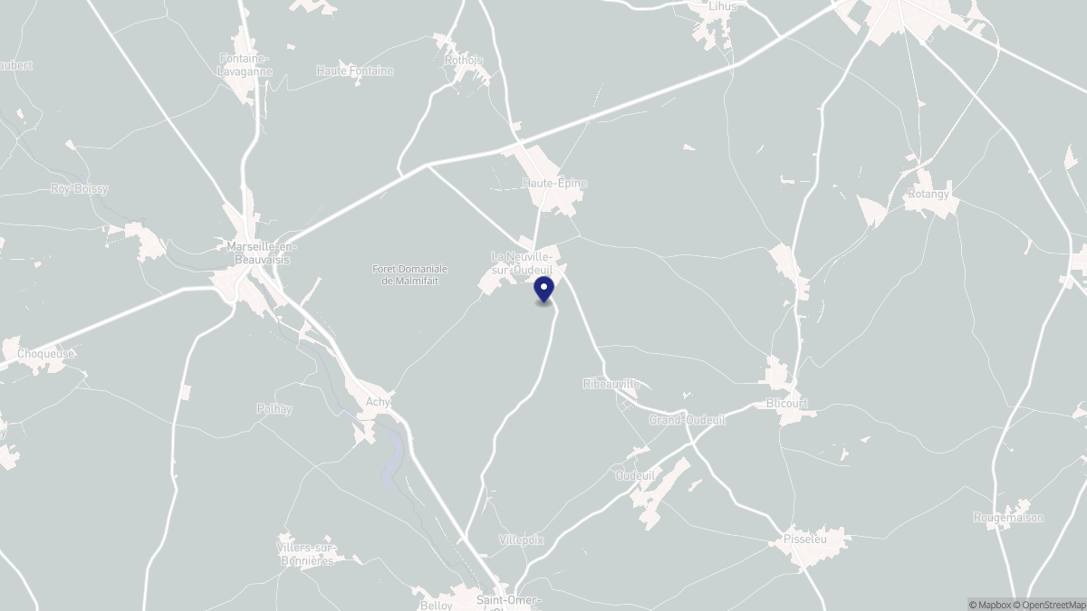 Aperçu cartographique de La Neuville-sur-Oudeuil, centré sur la commune
