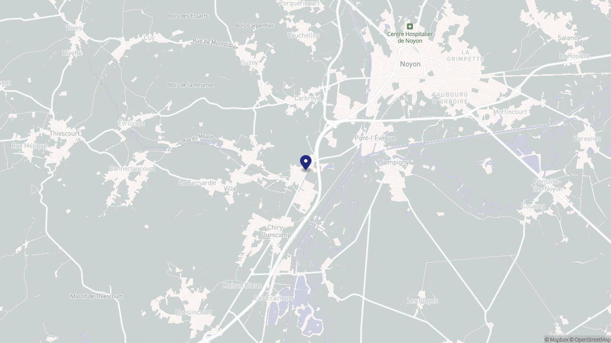 Aperçu cartographique de Passel, centré sur la commune