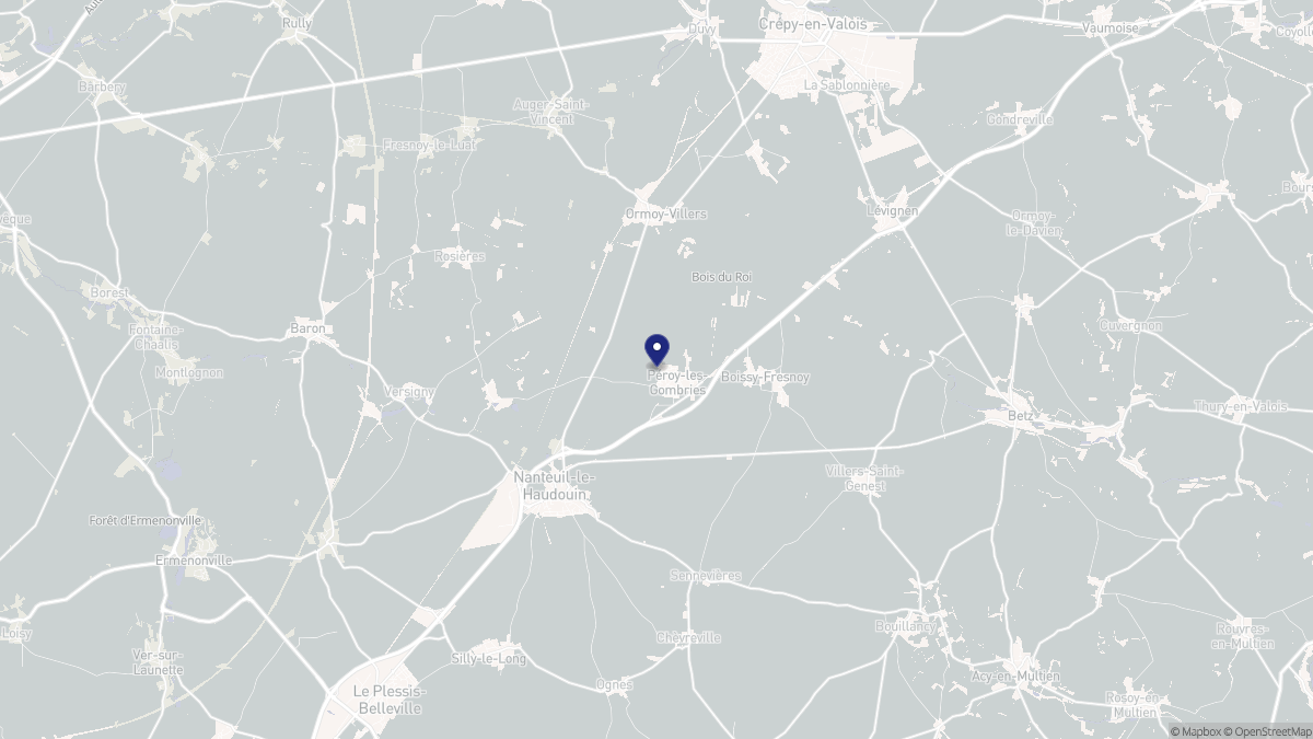 Aperçu cartographique de Péroy-les-Gombries, centré sur la commune