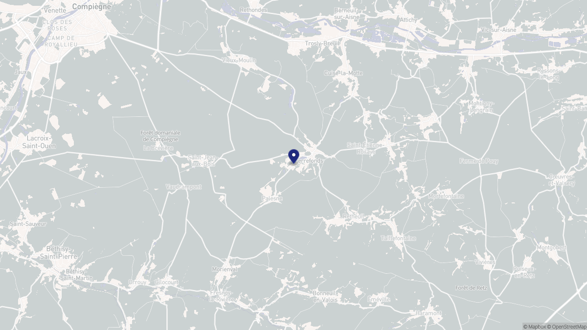 Aperçu cartographique de Pierrefonds, centré sur la commune