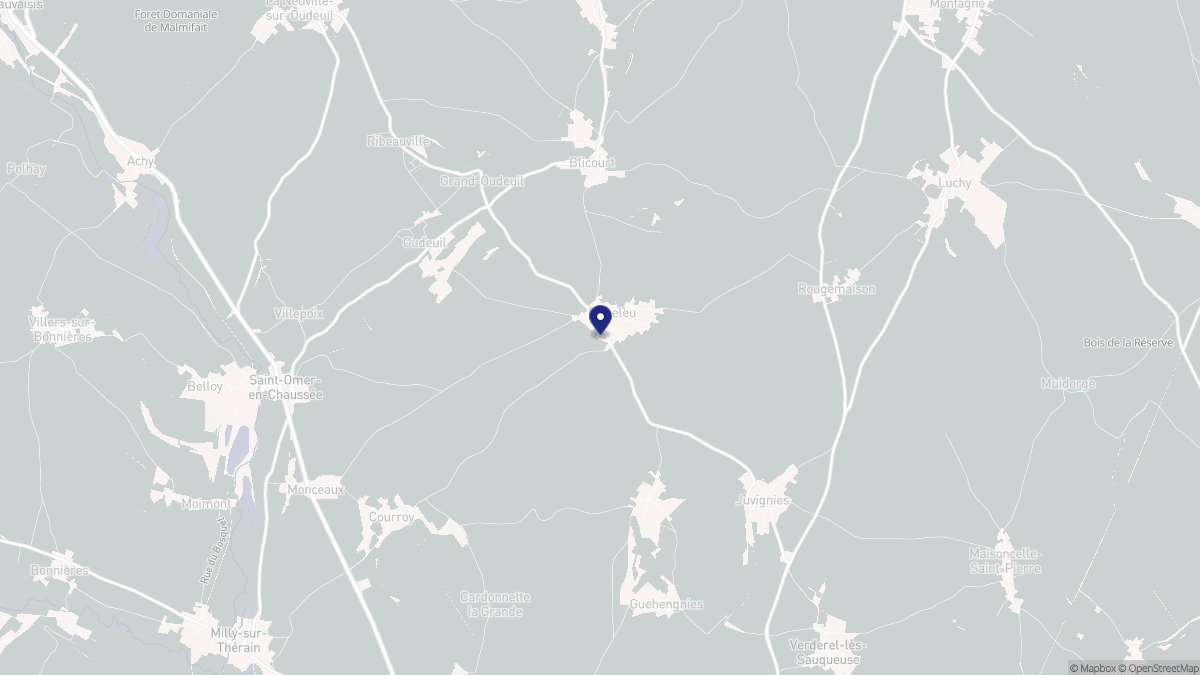 Aperçu cartographique de Pisseleu, centré sur la commune