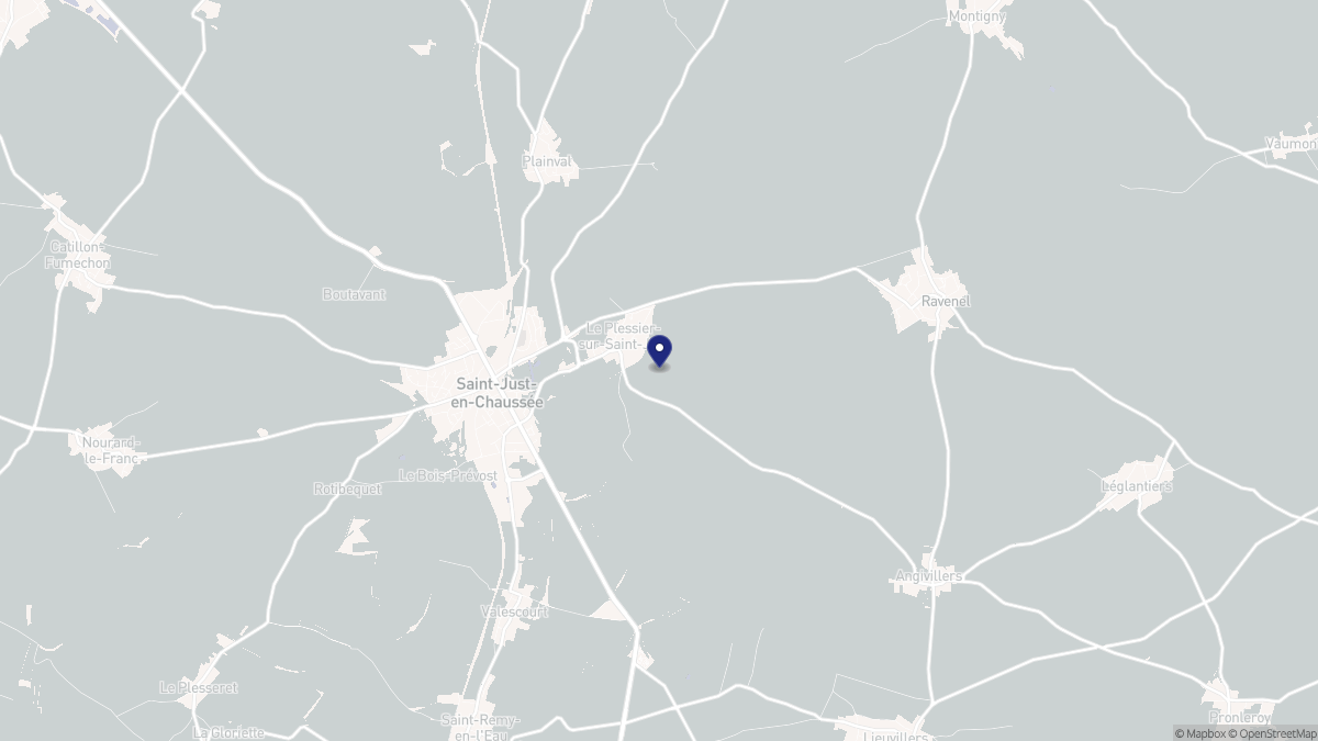 Aperçu cartographique de Le Plessier-sur-Saint-Just, centré sur la commune