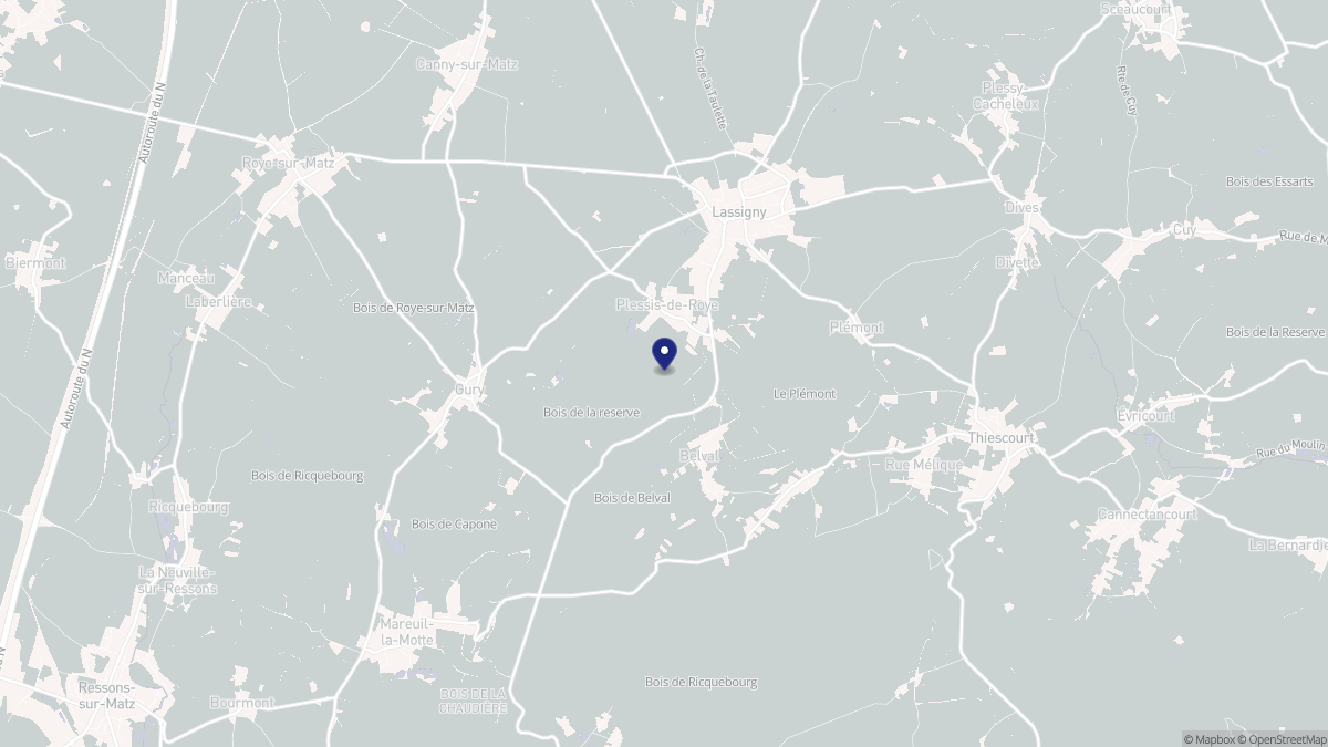 Aperçu cartographique de Plessis-de-Roye, centré sur la commune