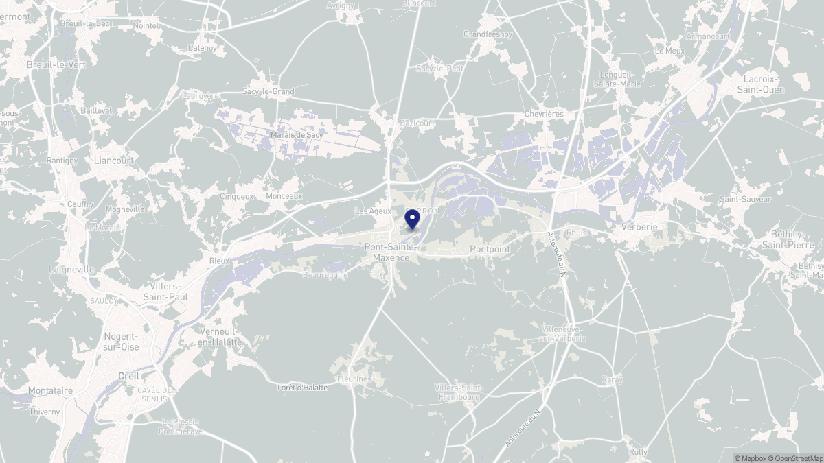 Aperçu cartographique de Pont-Sainte-Maxence, centré sur la commune