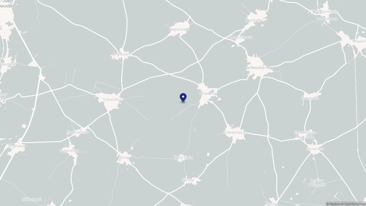 Aperçu cartographique de Pronleroy, centré sur la commune