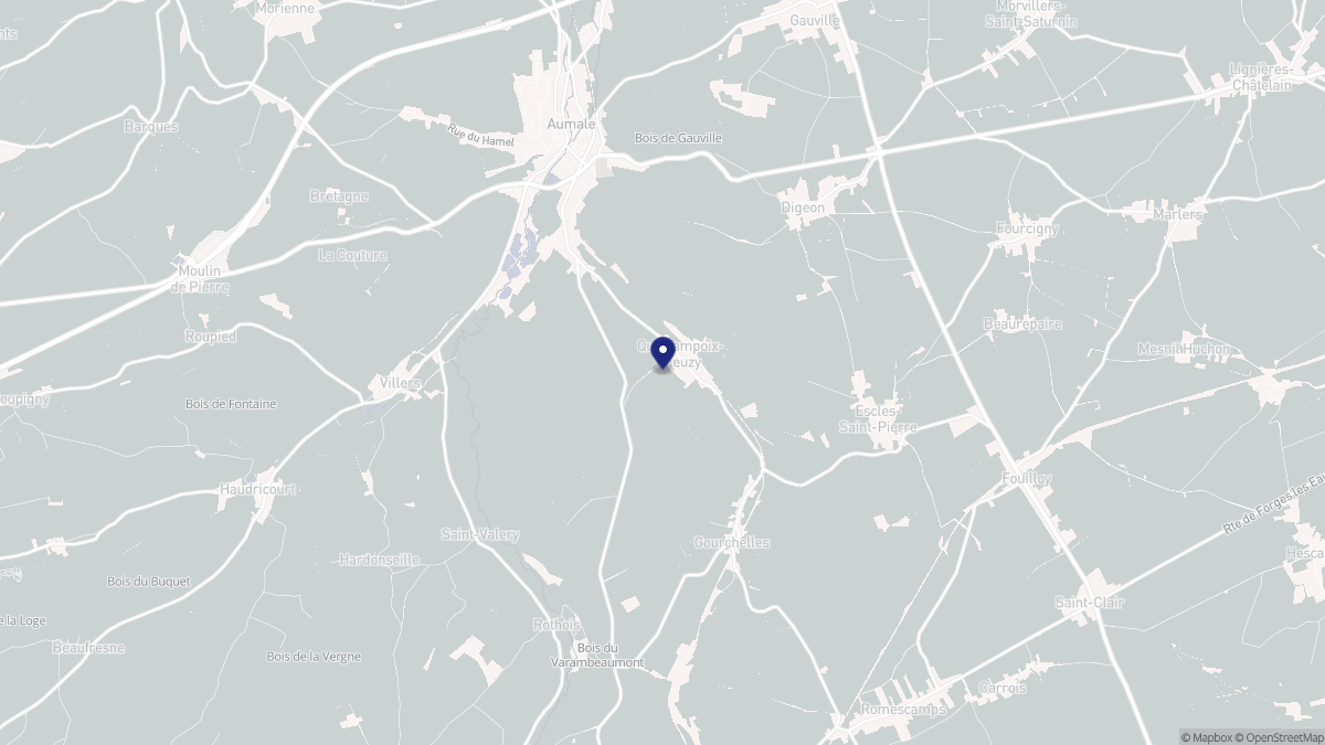 Aperçu cartographique de Quincampoix-Fleuzy, centré sur la commune