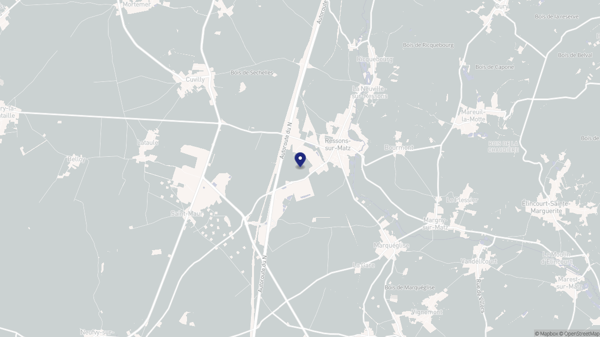Aperçu cartographique de Ressons-sur-Matz, centré sur la commune