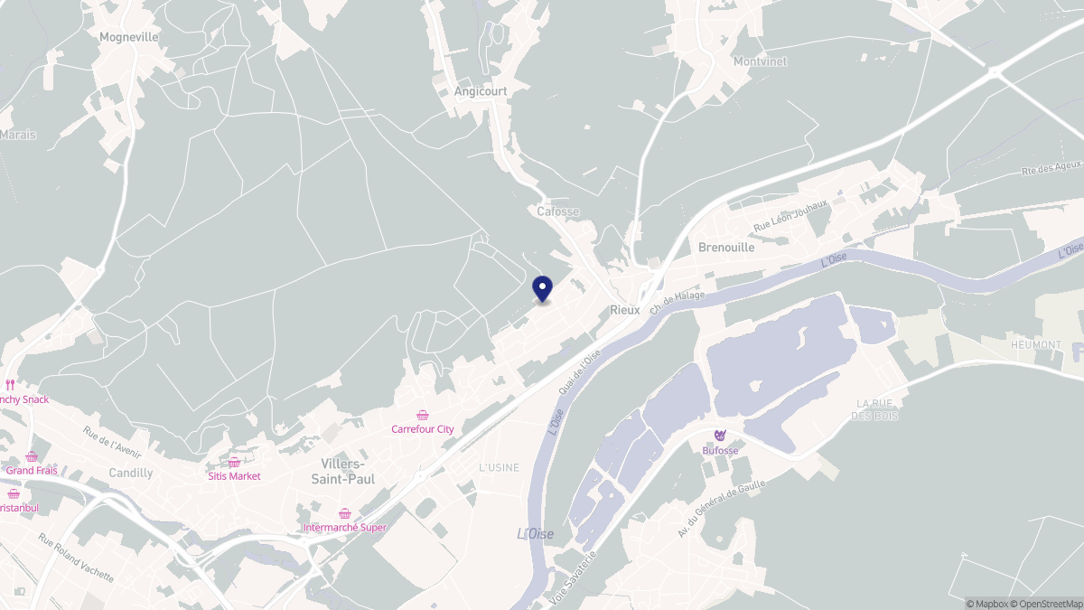 Aperçu cartographique de Rieux, centré sur la commune