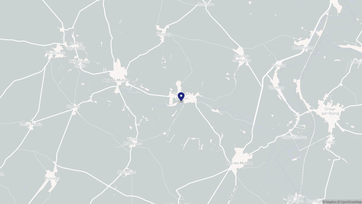 Aperçu cartographique de Rosoy-en-Multien, centré sur la commune