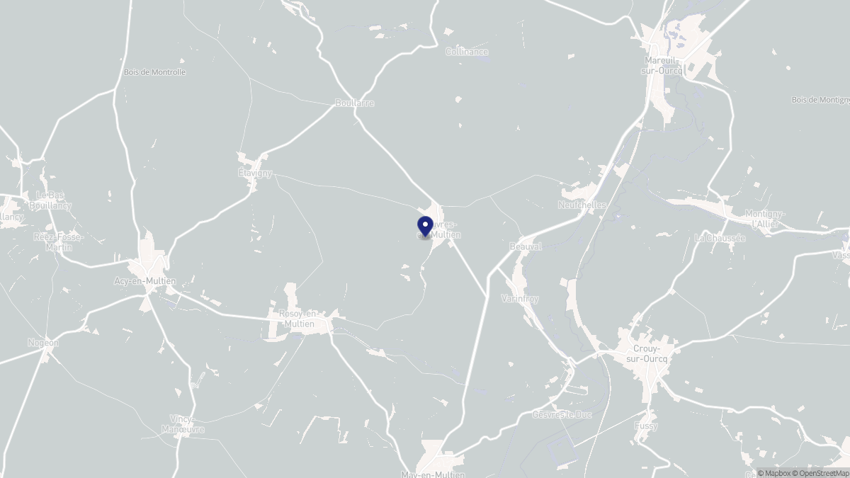 Aperçu cartographique de Rouvres-en-Multien, centré sur la commune