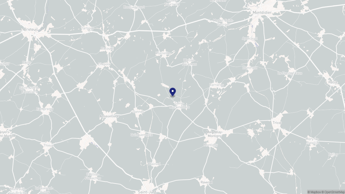 Aperçu cartographique de Sains-Morainvillers, centré sur la commune