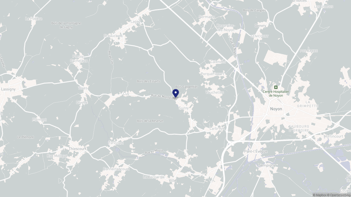 Aperçu cartographique de Suzoy, centré sur la commune