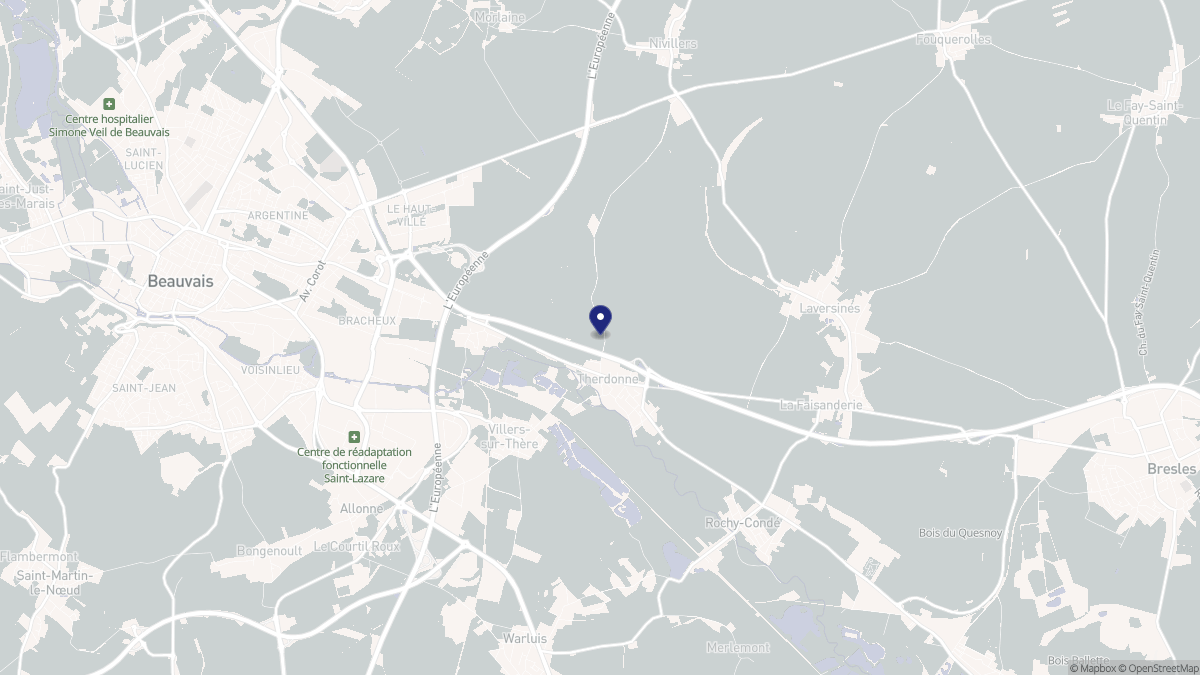 Aperçu cartographique de Therdonne, centré sur la commune