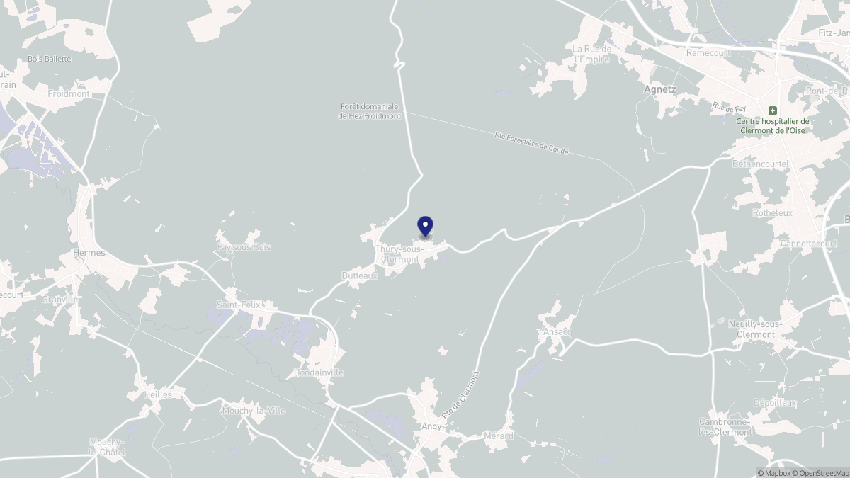 Aperçu cartographique de Thury-sous-Clermont, centré sur la commune