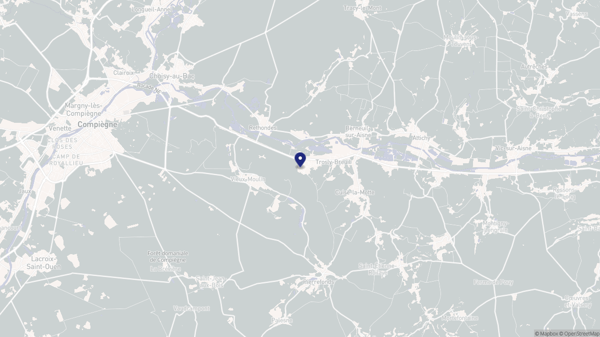 Aperçu cartographique de Trosly-Breuil, centré sur la commune