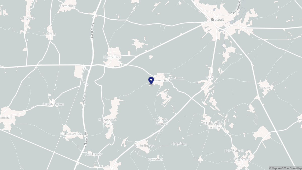 Aperçu cartographique de Troussencourt, centré sur la commune