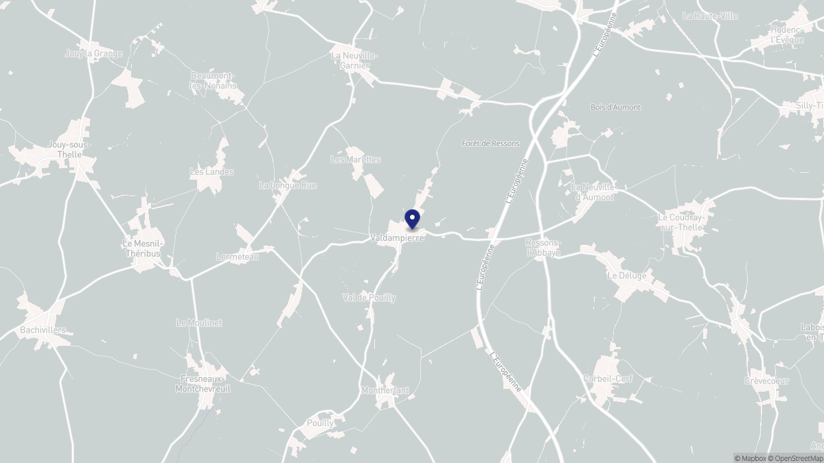 Aperçu cartographique de Valdampierre, centré sur la commune