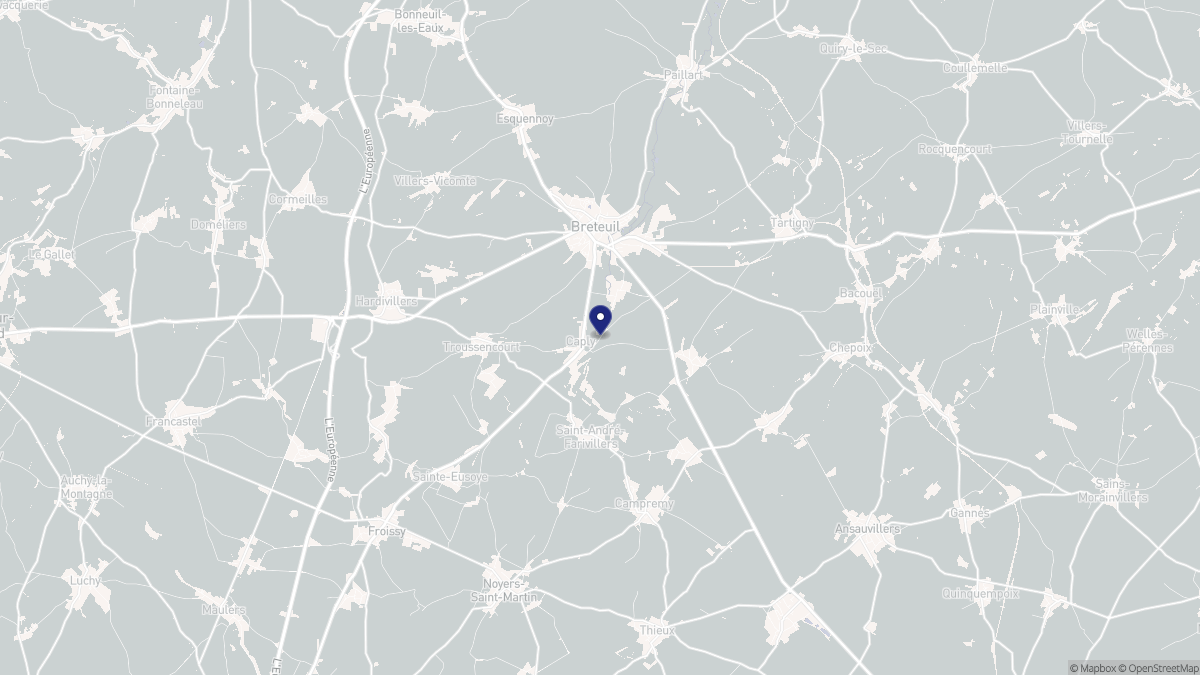 Aperçu cartographique de Vendeuil-Caply, centré sur la commune