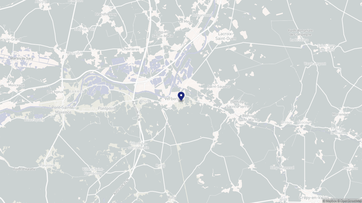 Aperçu cartographique de Verberie, centré sur la commune