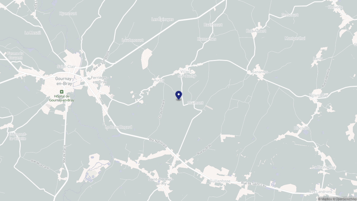 Aperçu cartographique de Villers-sur-Auchy, centré sur la commune