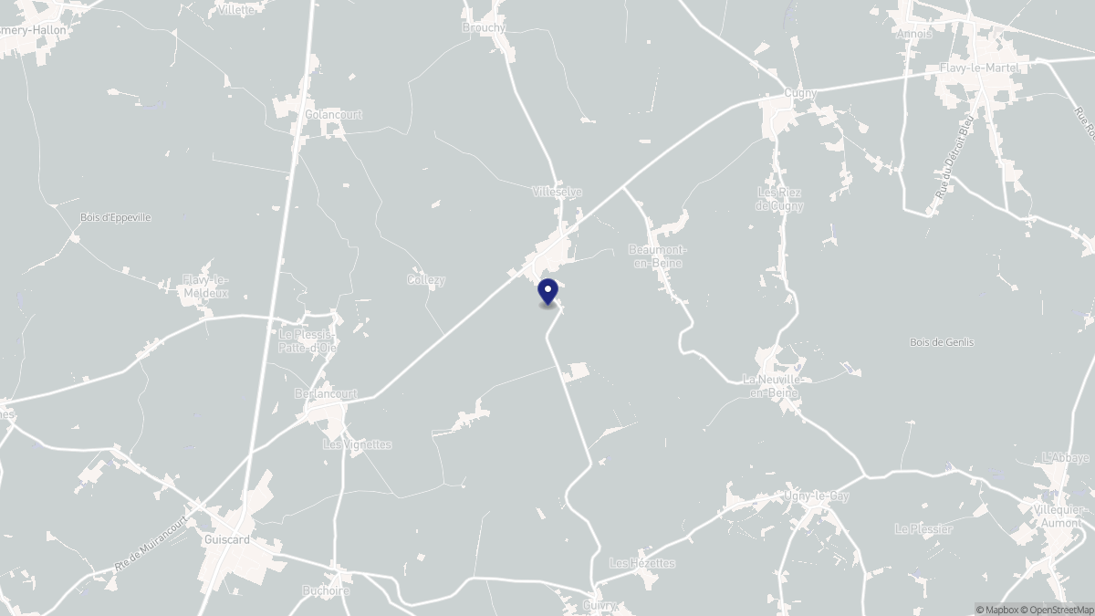 Aperçu cartographique de Villeselve, centré sur la commune